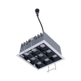 Spot LED encastrable carré 18W - 9 lumières - UGR18 - IRC90 - Puce OSRAM - Blanc