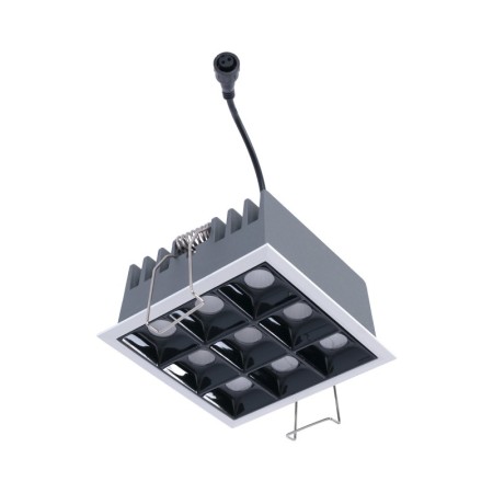 Spot LED encastrable carré 18W - 9 lumières - UGR18 - IRC90 - Puce OSRAM - Blanc