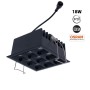 Spot LED encastrable carré 18W - 9 lumières - UGR18 - IRC90 - Puce OSRAM - Noir