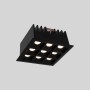 Spot LED encastrable carré 18W - 9 lumières - UGR18 - IRC90 - Puce OSRAM - Noir