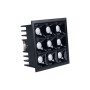 Spot LED encastrable carré 18W - 9 lumières - UGR18 - IRC90 - Puce OSRAM - Noir