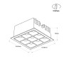 Spot LED encastrable carré 18W - 9 lumières - UGR18 - IRC90 - Puce OSRAM - Noir