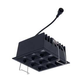 Spot LED encastrable carré 18W - 9 lumières - UGR18 - IRC90 - Puce OSRAM - Noir