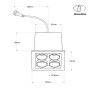 Spot LED encastrable carré 8W - Puce Osram - UGR18 - Coupe 48 x 48 mm - Noir