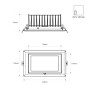 Spot LED directionnel encastré rectangulaire - CCT réglable sur 3 températures de 3000-5700ºK - 38W - Noir - 100° Driver LIFUD