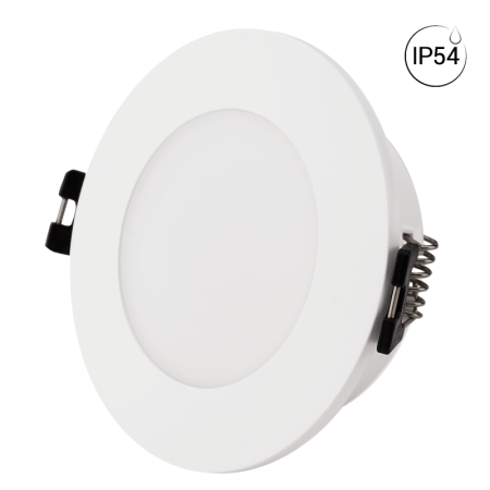 Collerette downlight étanche ronde pour ampoule GU10 / MR16 - Diffuseur opale - Coupe Ø 75-80 mm - IP54