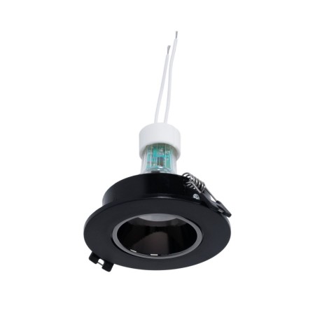 Kit Collerette spot encastrable Ø90mm (noir/gris) + Ampoule GU10 5,4W + Douille