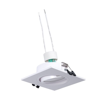 Kit Collerette spot carré 93x93mm (blanc) + Ampoule GU10 5,4W + Douille