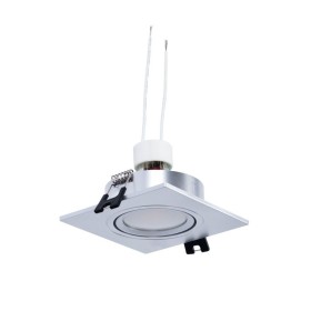 Kit Collerette spot carré 93x93mm (argent) + Ampoule GU10 5,4W + Douille