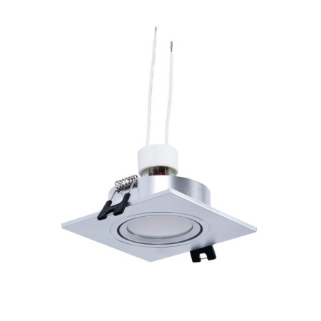 Kit Collerette spot carré 93x93mm (argent) + Ampoule GU10 5,4W + Douille