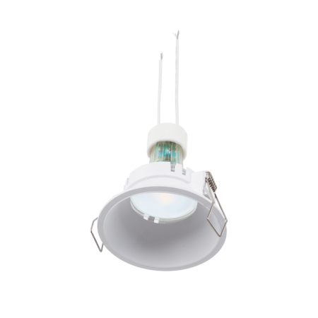 KIT Spot encastrable fixe Ø82mm (blanc) +Ampoule GU10 5,4W + Douille