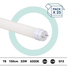PACK x 25 - Tube LED T8 - 22W - 150cm - 2280lm - 1 connexion d'extrémité