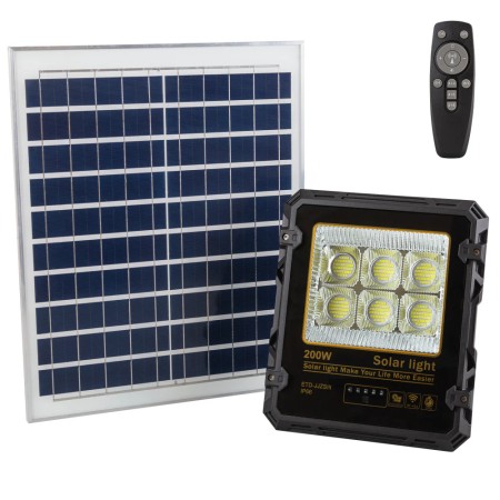 Projecteur 200W avec télécommande panneau solaire IP65 [1916-FLSOL-200W-CW]