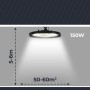 Suspension LED industrielle 150W - 100lm/W - IP65 - 5 ans de garantie