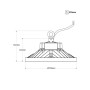 Suspension industrielle LED - 150W - PHILIPS Lumileds - Driver LIFUD - Blanc froid 5000K - IP65 - Garantie 7 ans
