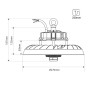 Supension LED UFO industrielle 150W - CCT réglable sur 3 températures différentes de 3000-5000ºK - 170lm/W - Driver LIFUD - IP65