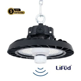 Suspension industrielle LED UFO 150W - CCT réglable sur 3 températures de 3000-5000ºK - Avec détecteur de mouvement - IP65