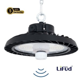 Suspension industrielle LED UFO 200W - CCT réglable sur 3 températures de 3000-5000ºK - Avec détecteur de mouvement - IP65