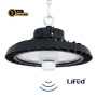 Suspension industrielle LED UFO 200W - CCT réglable sur 3 températures de 3000-5000ºK - Avec détecteur de mouvement - IP65