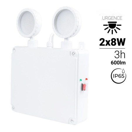 Lampe de secours industrielle à LED - 2 x 8W - IP65
