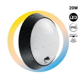 Plafonnier LED extérieur rond avec capteur PIR - 20W - CCT - IP65
