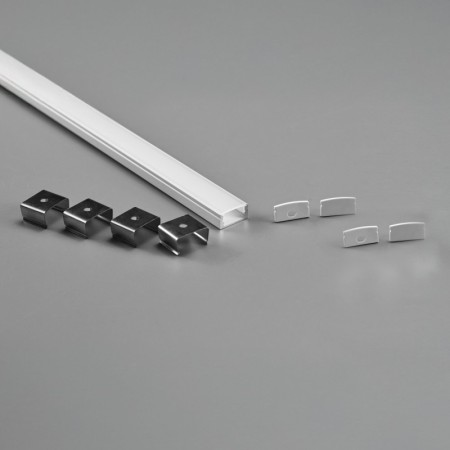 Profilé Aluminium de Surface LED 2m – Diffuseur Opale, Fixation Incluse