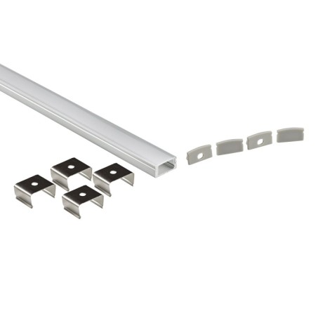 Profilé Aluminium de Surface LED 2m – Diffuseur Opale, Fixation Incluse