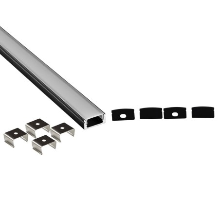 Profilé Aluminium de Surface LED 2m – Diffuseur Opale, Fixation Incluse