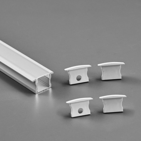 Profilé LED encastrable avec diffuseur - Kit complet - 12,2x13mm - Ruban LED ≤10mm - 2 mètres