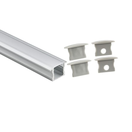 Profilé LED encastrable avec diffuseur - Kit complet - 12,2x13mm - Ruban LED ≤10mm - 2 mètres