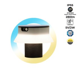 Potelet LED solaire 18cm avec capteur PIR - 3 modes de fonctionnement - CCT réglable sur 3 températures de 3000-6500ºK