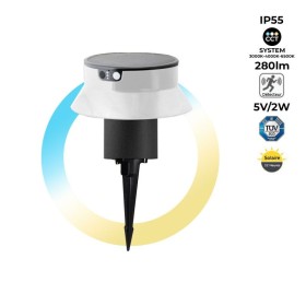 Potelet LED solaire sur piquet 18cm avec capteur PIR - 3 modes de fonctionnement CCT réglable sur 3 températures de 3000-6500ºK