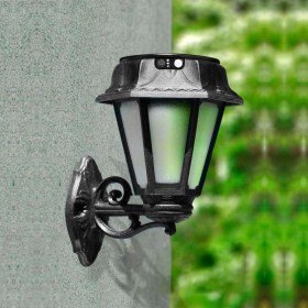 Lanterne murale solaire LED extérieure "BISSO/ROSETTA" avec capteur PIR - 2 modes de fonctionnement - 4000K