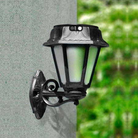 Lanterne murale solaire LED extérieure "BISSO/ROSETTA" avec capteur PIR - 2 modes de fonctionnement - 4000K