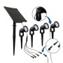 Kit de 4 spots LED sur piquet avec panneau solaire - 5W - IP66 - 3000K