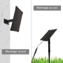 Kit de 4 spots LED sur piquet avec panneau solaire - 5W - IP66 - 3000K