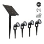Kit de 4 spots LED sur piquet avec panneau solaire - 5W - IP66 - 3000K