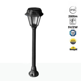 Borne LED solaire de jardin "MIZAR/ROSETTA" avec capteur PIR - 2 modes de fonctionnement - 4000K