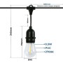 Guirlande guinguette solaire d'extérieur - 15 ampoules LED E27 à filament - IP44 - 10 mètres