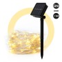 Guirlande solaire en fil argenté - IP44 - 100 lumières LED - Blanc chaud - 10 mètres