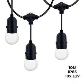 Kit guirlande lumineuse extérieure 10 mètres + 10 ampoules LED E27 1W - IP44 - Blanc chaud