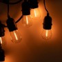 Kit guirlande lumineuse extérieure 11,5 mètres + 10 ampoules LED E27 à filament 1W - IP44 - Ambre