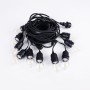 Kit guirlande lumineuse extérieure 11,5 mètres + 10 ampoules LED E27 à filament 1W - IP44 - Ambre