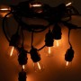 Kit guirlande lumineuse extérieure 11,5 mètres + 10 ampoules LED E27 à filament 1W - IP44 - Ambre