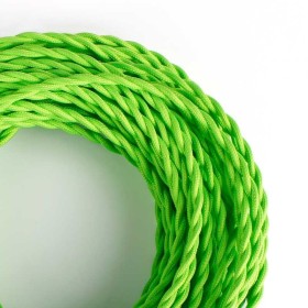 Câble tressé enrobé d'un tissu à effet soie de couleur vert citron