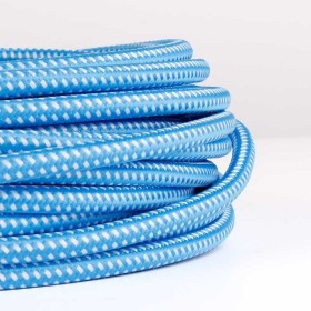 Câble électrique rond bleu et blanc effet soie 2x0,75 mm²