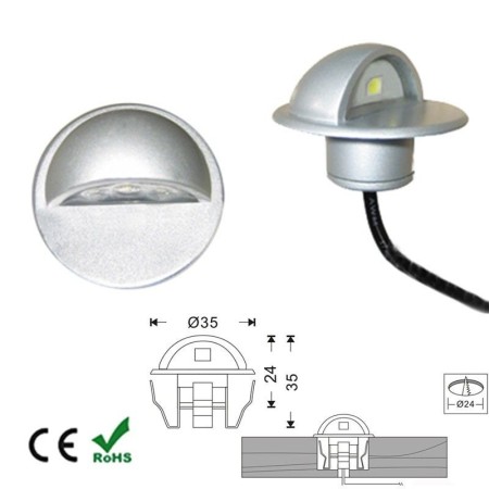 Balise LED encastrable 12V-DC 0.4W - Blanc chaud 3000K
