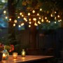 Guirlande guinguette solaire d'extérieur - 25 ampoules LED E10 - IP44 - 9,2 mètres