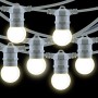 Kit guirlande lumineuse extérieure 10 mètres + 10 ampoules LED E27 1W - IP44 - Blanc chaud