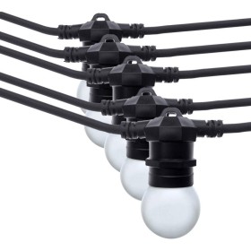 Kit guirlande lumineuse extérieure 10 mètres + 10 ampoules LED E27 1W - IP44 - Blanc chaud